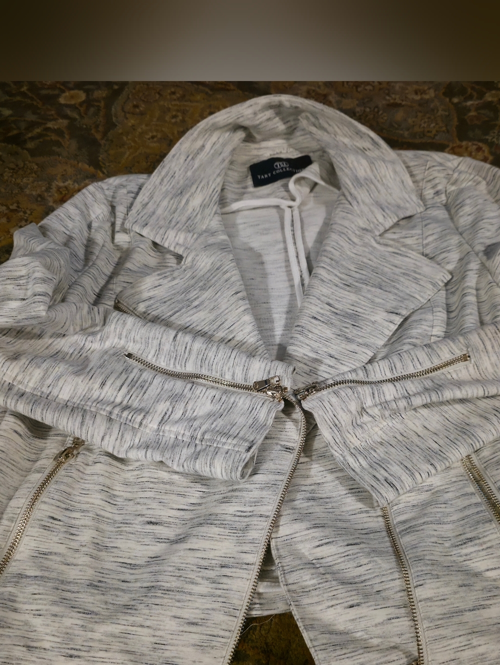Tart Collection Heathered Light Gray Zip Moto Jacket